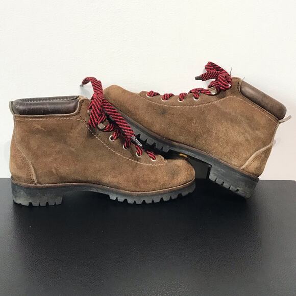 Vintage Vasque Red Lace Up Hiking Boots Suede Leather Mountaineering USA Shoes 6 - Picture 11 of 16